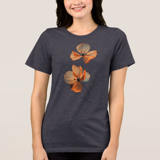 Amber Whisper Petals in the Dark Quiet Bloom Ember Tri-Blend Shirt (Front)