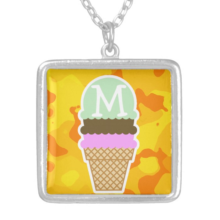 Amber Yellow Camo; Ice Cream Cone Jewelry