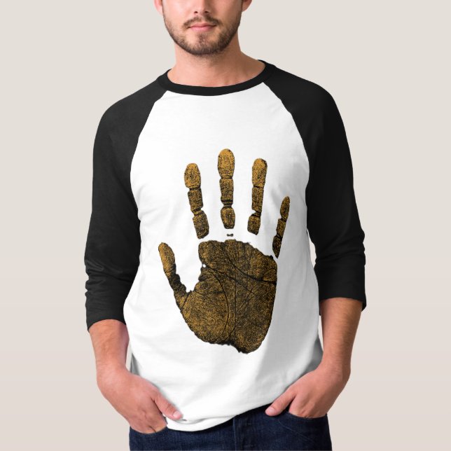 Amber Yellow Human Handprint Art  T-Shirt (Front)