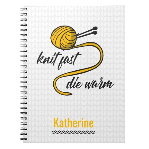 Amber Yellow Knit Fast Die Warm Notebook