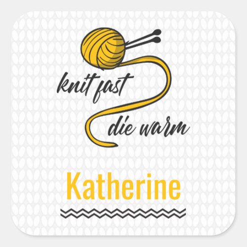 Amber Yellow Knit Fast Die Warm Square Sticker