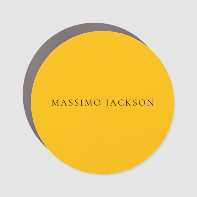 Amber Yellow Minimalist Plain Modern Aesthetic Car Magnet (Front)