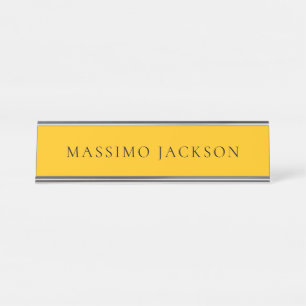 Amber Yellow Minimalist Plain Modern Aesthetic Desk Name Plate