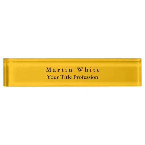 Amber Yellow Plain Elegant Professional Modern Desk Name Plate