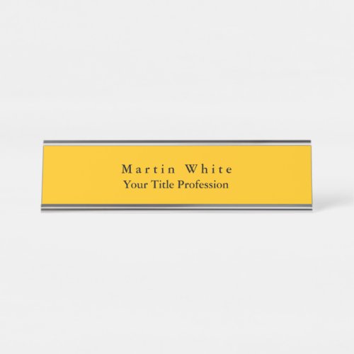 Amber Yellow Plain Elegant Professional Modern Desk Name Plate