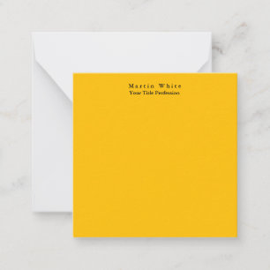 Amber Yellow Plain Elegant Professional Modern Note Card