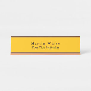 Amber Yellow Rose Gold Plain Elegant Professional Desk Name Plate