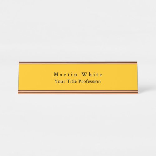 Amber Yellow Rose Gold Plain Elegant Professional Desk Name Plate