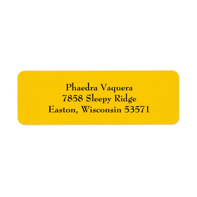 Amber Yellow Simple Plain Return Address Labels (Front)