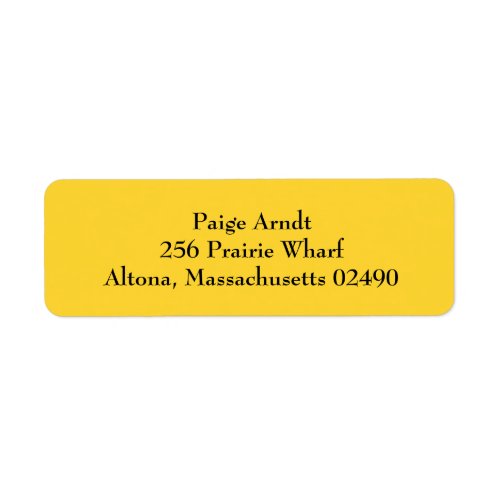 Amber Yellow Simple Plain Return Address Labels