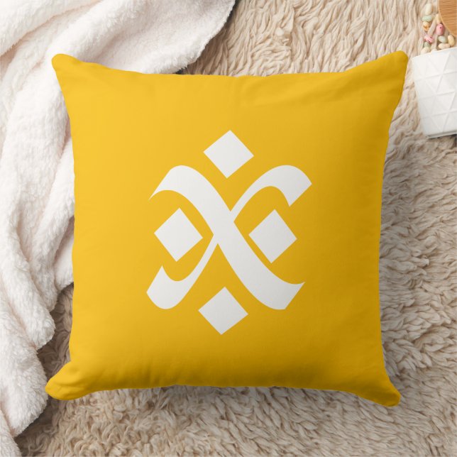 Amber Yellow Uniform Solid Boho Colors Throw Pillow (Blanket)