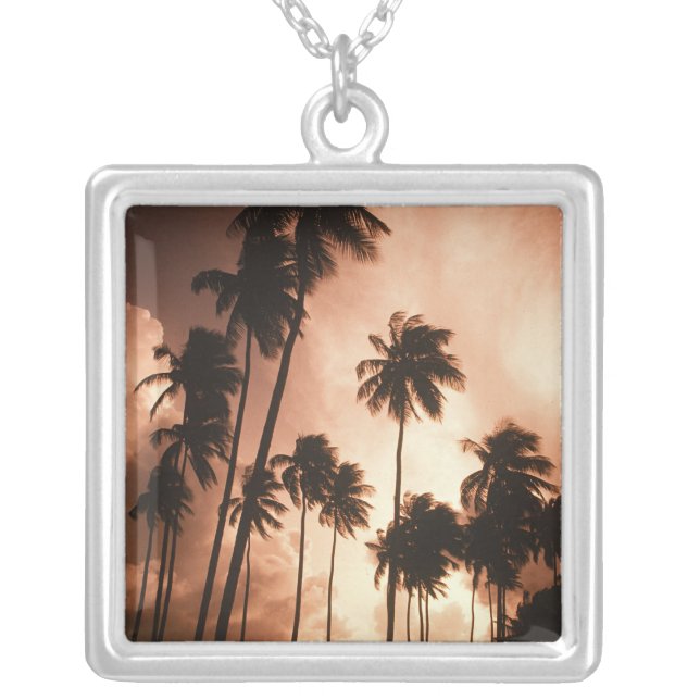 Ambergris Caye, Belize, Central America. 2 Silver Plated Necklace (Front)