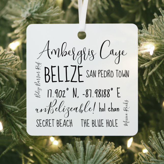 Ambergris Caye Belize Metal Ornament (Insitu)
