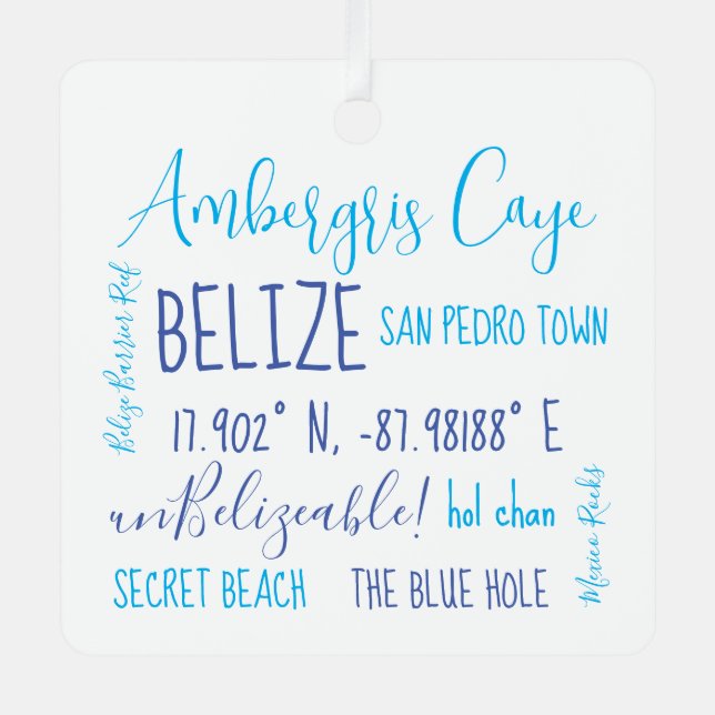 Ambergris Caye Belize Metal Ornament (Front)