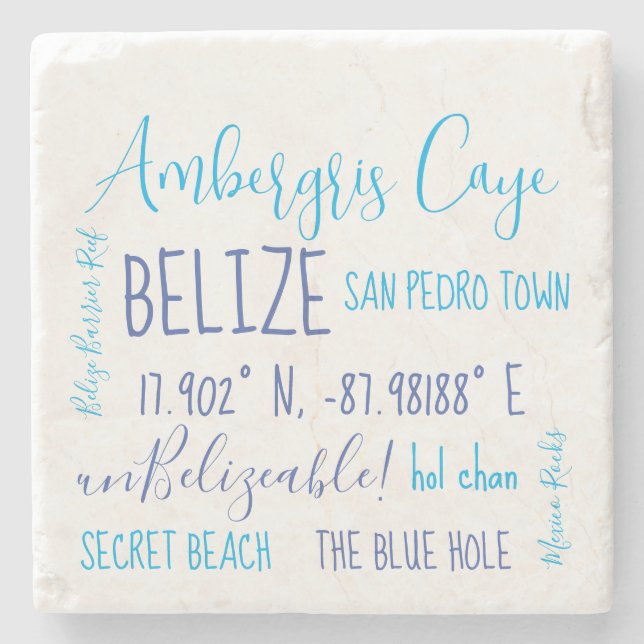 Ambergris Caye Belize  Stone Coaster (Front)