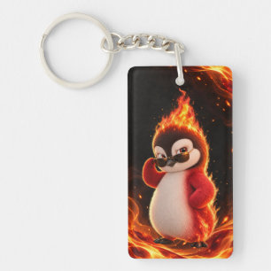 Amberlicious Fire Penguin Sunglasses Funny Keychain