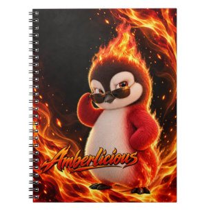 Amberlicious Fire Penguin Sunglasses Funny Notebook