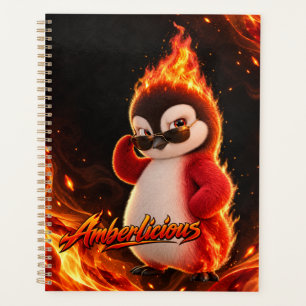 Amberlicious Fire Penguin Sunglasses Funny Planner