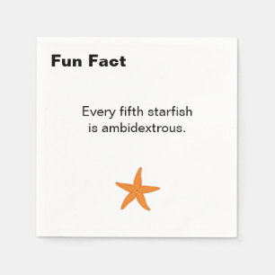 Ambidextrous Starfish Fun Fact Cocktail Napkins