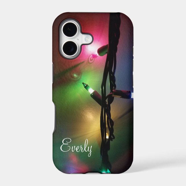 Ambient twinkle lights with name iphone case (Back)