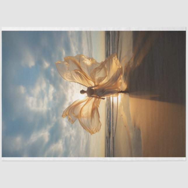 Ambient Woman as Angel on Beach Decoupage  Tissue Paper (Front)