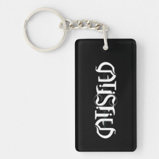 Ambigram Keychain "SATISFIED"