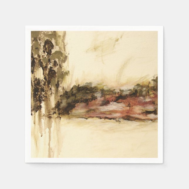 Ambiguous, Abstract Landscape Art Drips Painting Paper Napkins (Front)