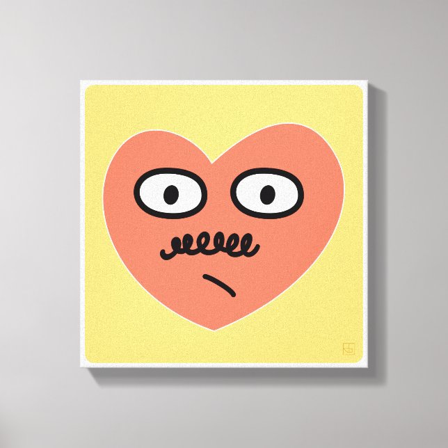 Ambiguous Emotion Heart - With Mustache Canvas Print (Front)