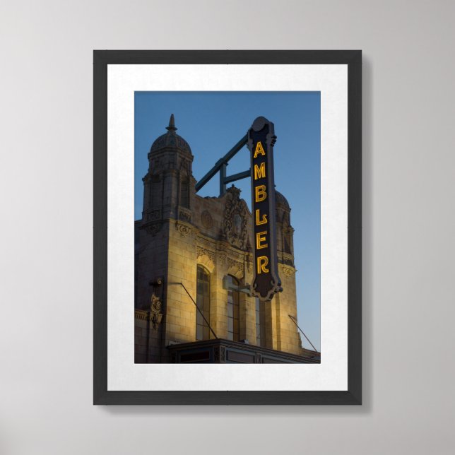 Ambler Theater at Twilight Ambler PA Framed Art (Framed Front)