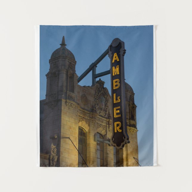 Ambler Theater at Twilight Ambler PA Tapestry (Front)