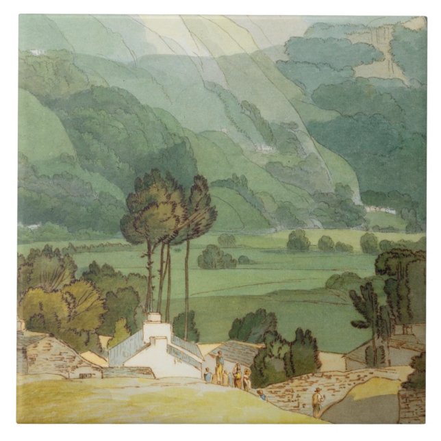 Ambleside, 1786 (w/c with pen and ink over graphit ceramic tile (Front)