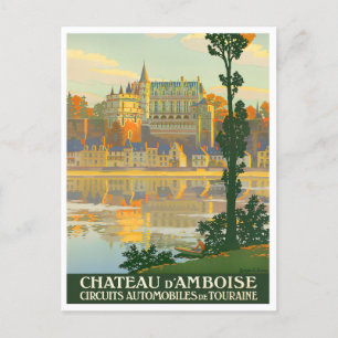 Amboise castle France vintage travel Postcard
