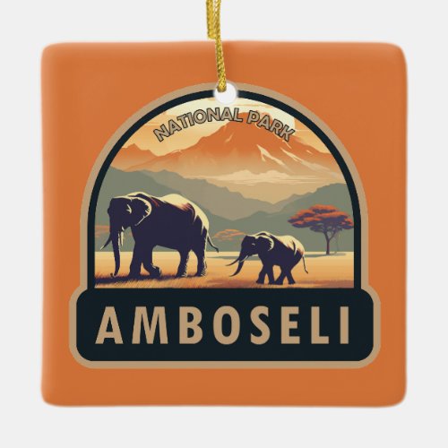 Amboseli National Park Kenya Travel Art Vintage Ceramic Ornament
