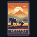 Amboseli National Park Kenya Travel Art Vintage Magnet<br><div class="desc">Amboseli vector art design. It’s known for its large elephant herds and views of immense Mount Kilimanjaro,  across the border in Tanzania.</div>