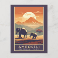 Amboseli National Park Kenya Travel Art Vintage