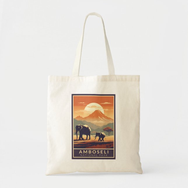 Amboseli National Park Kenya Travel Art Vintage Tote Bag (Front)
