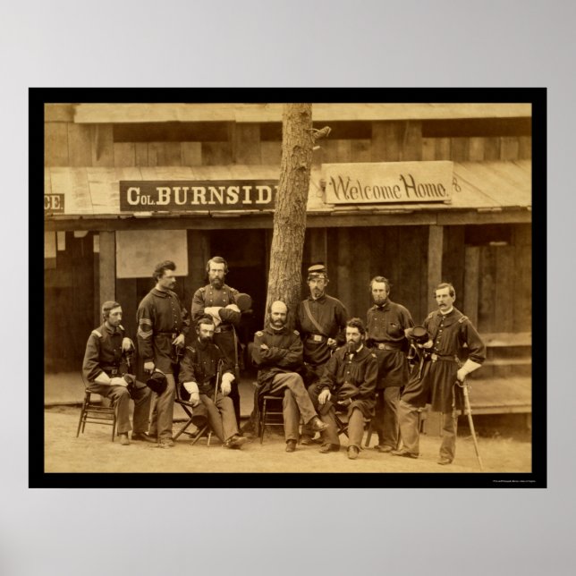 Ambrose Everett Burnside with RI Volunteers 1861 Poster (Front)