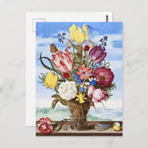 Ambrosius Bosschaert Bouquet of Flowers on a Ledge Postcard