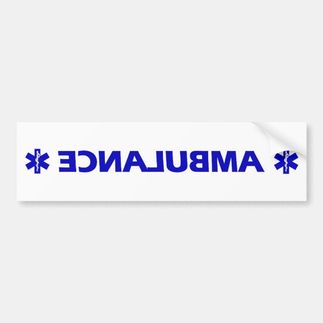 Ambulance (backward) bumper sticker (Front)
