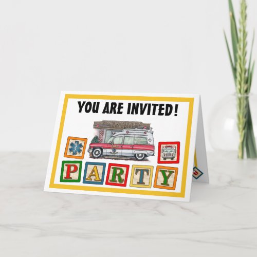 Ambulance Birthday Party Invitation