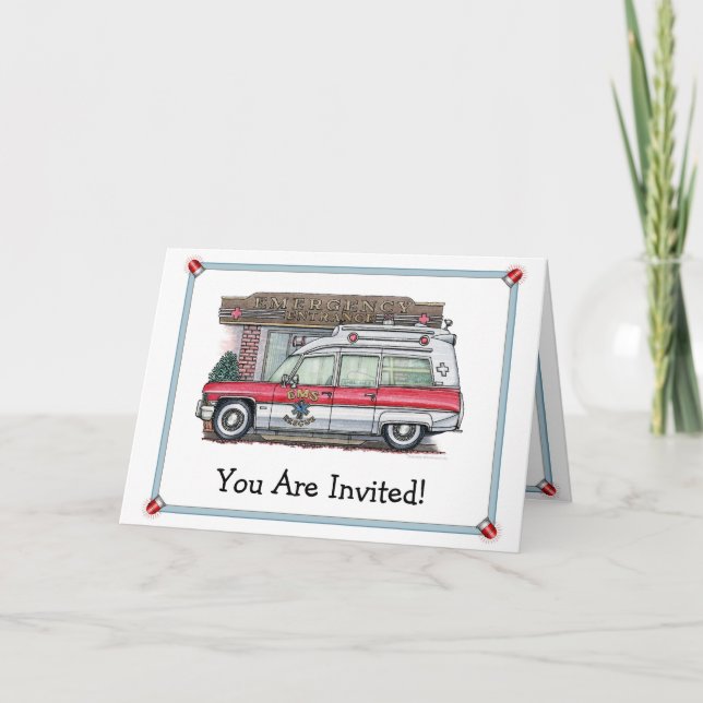 Ambulance Birthday Party Invitation (Front)