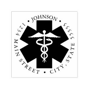 Ambulance Black Star of Life Return Label Self-inking Stamp