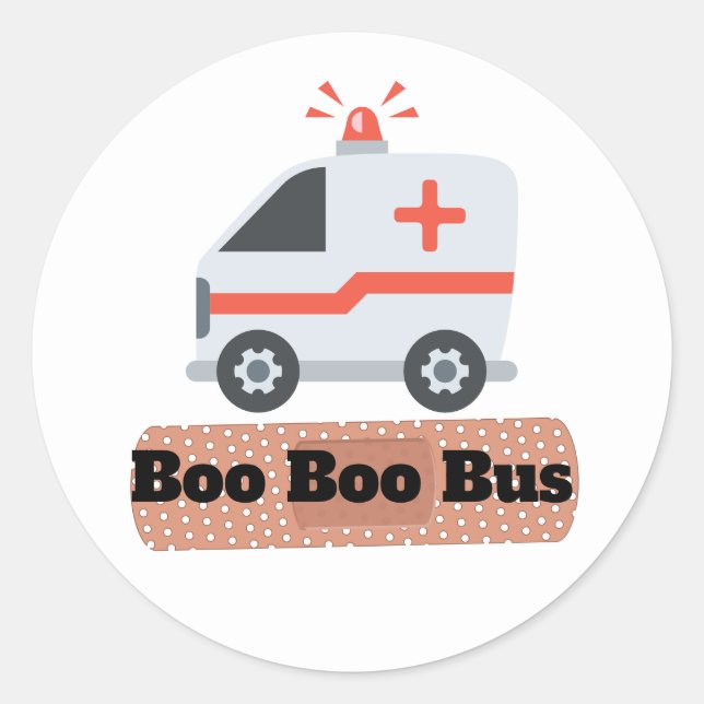 Ambulance Boo Boo Bus, EMS Humor Classic Round Sticker (Front)