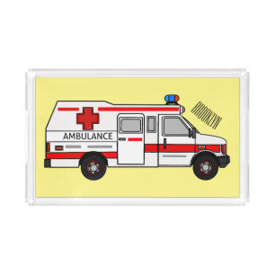 Ambulance cartoon illustration acrylic tray