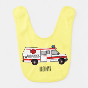Ambulance cartoon illustration baby bib