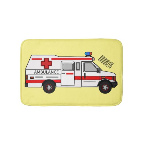 Ambulance cartoon illustration bath mat