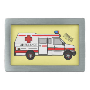 Ambulance cartoon illustration belt buckle