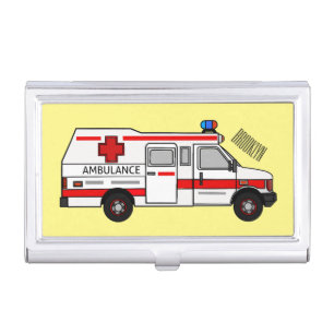Ambulance cartoon illustration business card case