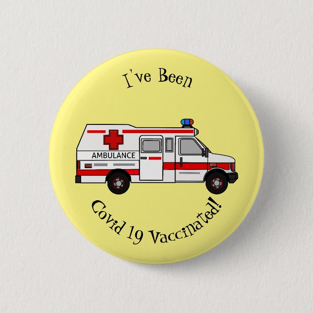 Ambulance cartoon illustration button (Front)