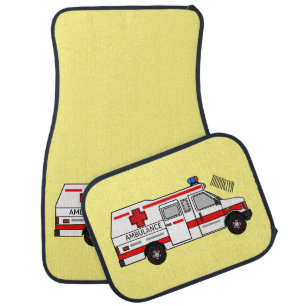 Ambulance cartoon illustration car floor mat